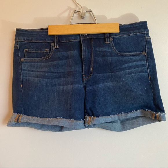 American Eagle. Jean shorts. Size 12. Medium wash. Mid rise. Super stretch. - Picture 1 of 12